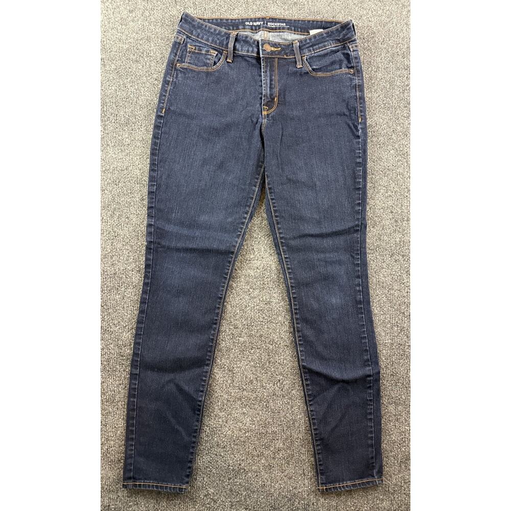 Old Navy Rockstar Mid-Rise Skinny Jeans Dark Wash Stretch Denim Size 8 Regular